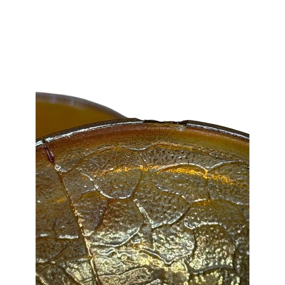 VTG Jeanette Marigold Carnival Glass Crackle Apothecary Candy Jar 7.75" Textured - Picture 5 of 8